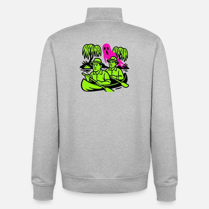 Fantôme dans la jungle - Sweat zippé unisexe en coton bio Stanley/Stella - gris chiné