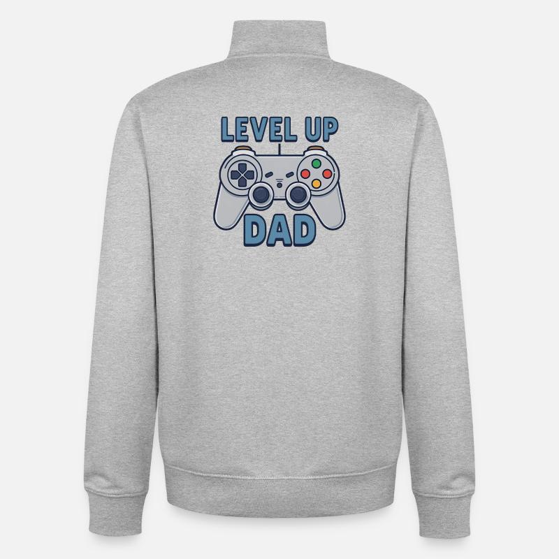Level Up Dad – Gamer Controller Geschenk - Unisex Organic Zip Sweatshirt von Stanley/Stella - Grau meliert