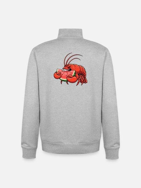 Sweet Lobster Summer Cartoon Watermelon Fruity - Unisex Organic Zip Sweatshirt by Stanley/Stella - heather grey