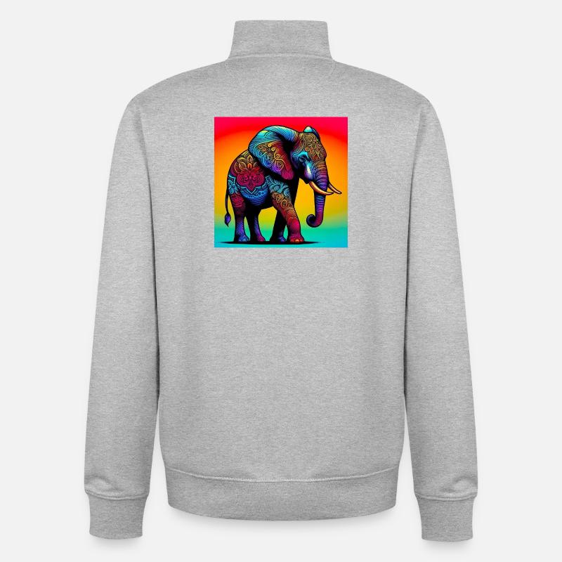éléphant - Sweat zippé unisexe en coton bio Stanley/Stella - gris chiné
