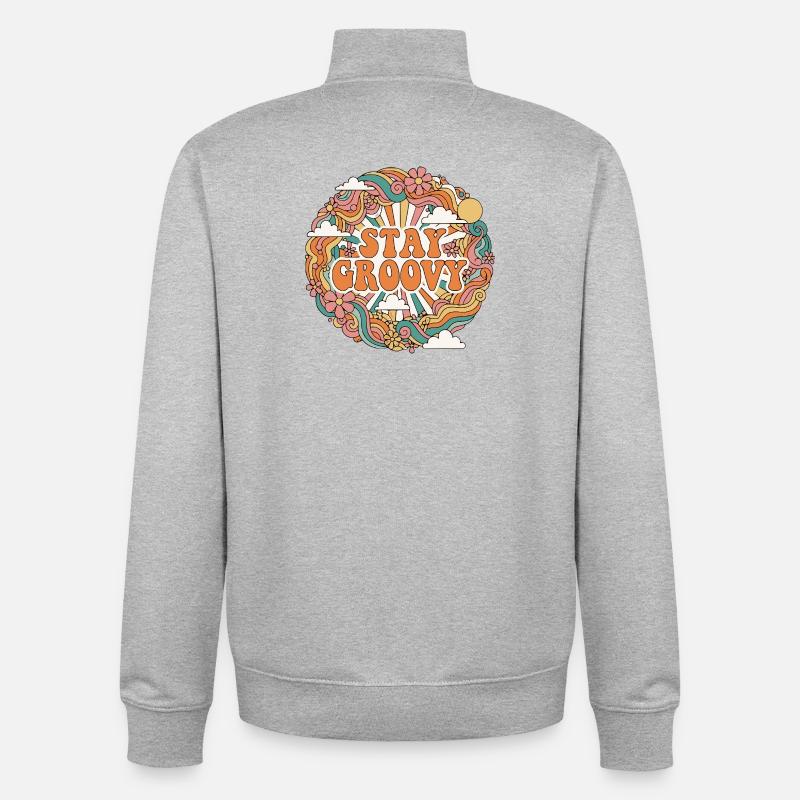 Psychedelisch Retro - Unisex Organic Zip Sweatshirt von Stanley/Stella - Grau meliert