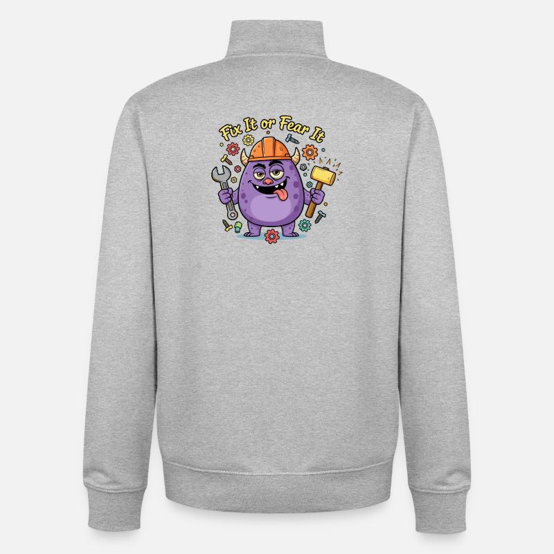 Réparez-le ou craignez-le Construire un monstre - Sweat zippé unisexe en coton bio Stanley/Stella - gris chiné