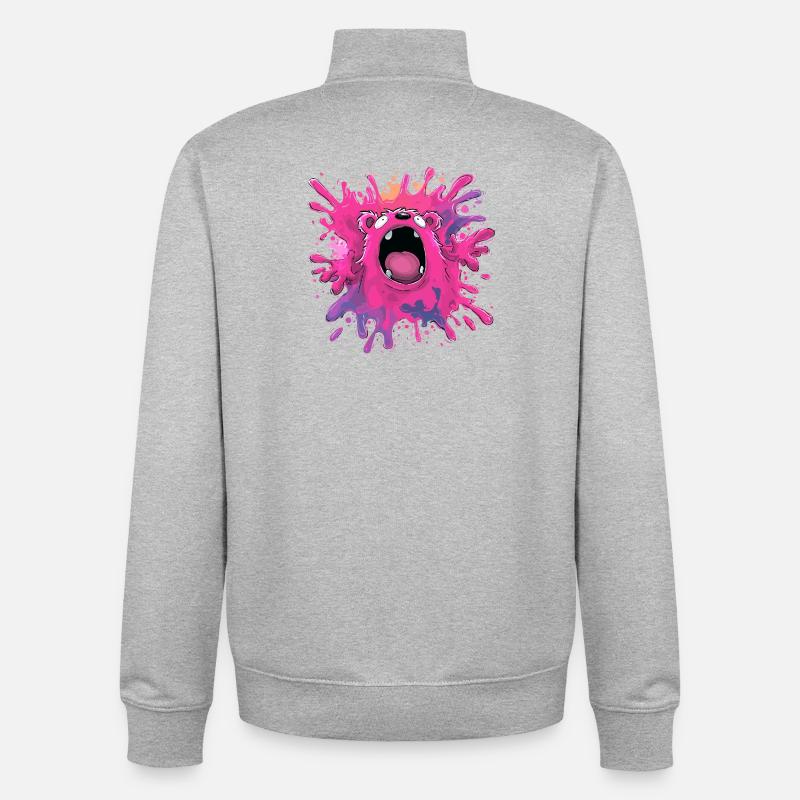 Explosion de couleurs Monster - Sweat zippé unisexe en coton bio Stanley/Stella - gris chiné