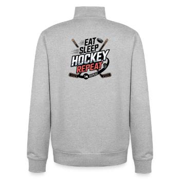 Manger Sommeil Hockey Répéter – Vie sportive des amateurs de hockey - Sweat zippé unisexe en coton bio Stanley/Stella - gris chiné - Dos - AI Model Male 185 light (185cm)