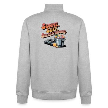  Sonne. Suff. Selbstfindung. Sommer Festival Party - Unisex Organic Zip Sweatshirt von Stanley/Stella - Grau meliert - Hinten - AI Model Male 185 light (185cm)