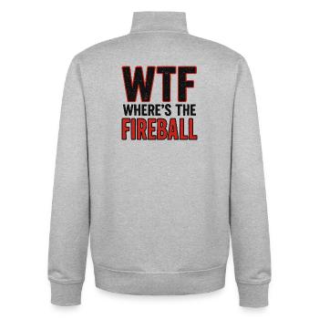 WTF Where's The Fireball Humor Saying - Unisex Organic Zip Sweatshirt by Stanley/Stella - heather grey - Back - AI Model Male 185 light (185cm)