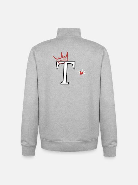 Buchstabe t Kronenherz - Unisex Organic Zip Sweatshirt von Stanley/Stella - Grau meliert
