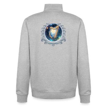 Sky Harp in Stellar Whirlpool - Unisex Organic Zip Sweatshirt by Stanley/Stella - heather grey - Back - AI Model Male 185 light (185cm)