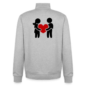 Couple In Love Heart - Unisex Organic Zip Sweatshirt by Stanley/Stella - heather grey - Back - AI Model Male 185 light (185cm)