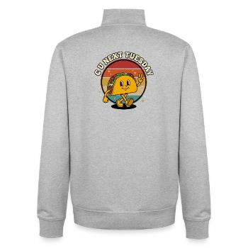 CU Next Tuesday Taco Retro Funny - Unisex Organic Zip Sweatshirt by Stanley/Stella - heather grey - Back - AI Model Male 185 light (185cm)