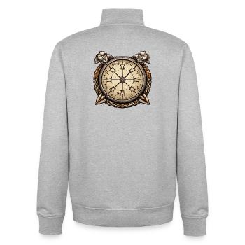 Nautischer Kompass Wikinger - Unisex Organic Zip Sweatshirt von Stanley/Stella - Grau meliert - Hinten - AI Model Male 185 light (185cm)
