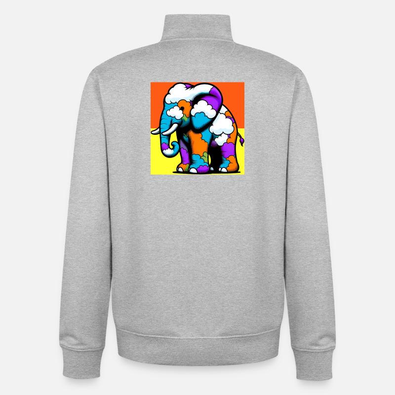 Elephant with Cloud and Clouds - Unisex Organic Zip Sweatshirt by Stanley/Stella - heather grey