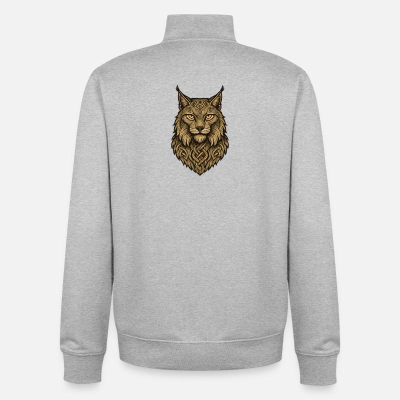 Wolf's head with Celtic ribbon - Unisex Organic Zip Sweatshirt by Stanley/Stella - heather grey