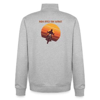 Motorcyclist in sunset - Unisex Organic Zip Sweatshirt by Stanley/Stella - heather grey - Back - AI Model Male 185 light (185cm)