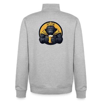 Gorilla Beer Funny - Unisex Organic Zip Sweatshirt by Stanley/Stella - heather grey - Back - AI Model Male 185 light (185cm)