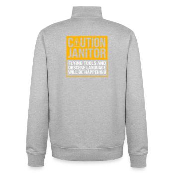 caretaker - Unisex Organic Zip Sweatshirt by Stanley/Stella - heather grey - Back - AI Model Male 185 light (185cm)