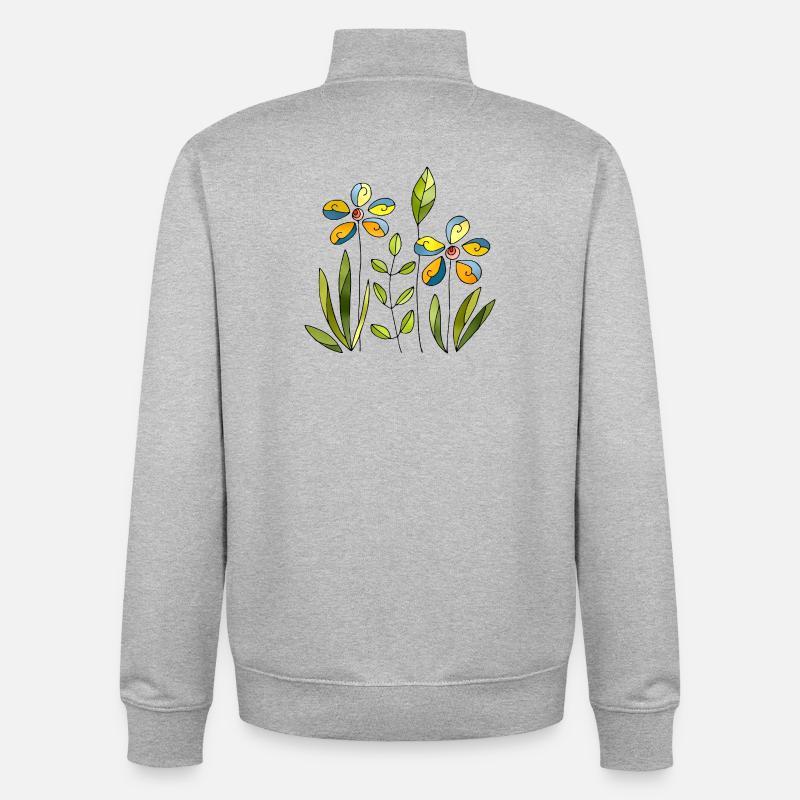 Fleur - Sweat zippé unisexe en coton bio Stanley/Stella - gris chiné