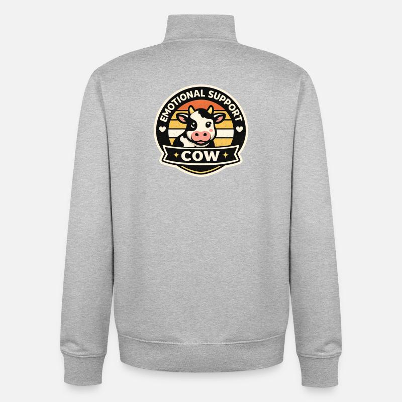 Vache chanceuse - Sweat zippé unisexe en coton bio Stanley/Stella - gris chiné