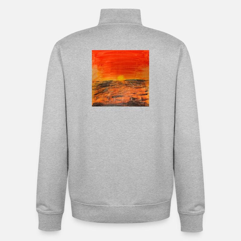 Fire Red Sunset - Unisex Organic Zip Sweatshirt by Stanley/Stella - heather grey