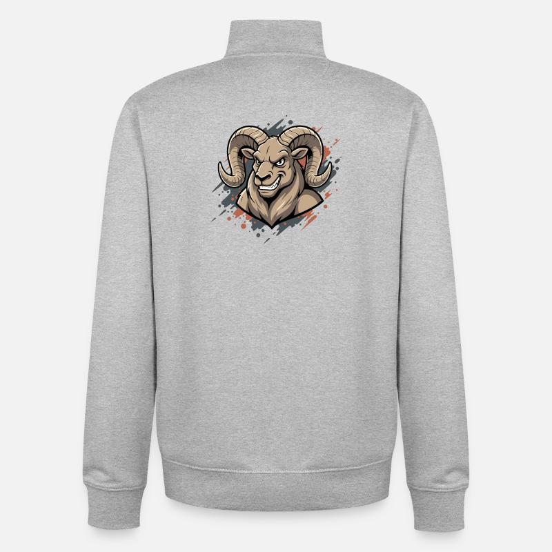 Aggressive Ram Maskot - Unisex Organic Zip Sweatshirt by Stanley/Stella - heather grey