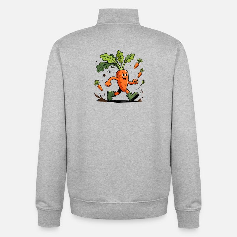Spaßiger dynamischer Karottengärtner - Unisex Organic Zip Sweatshirt von Stanley/Stella - Grau meliert