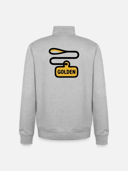 Dog Leash Golden Retriever Walk - Unisex Organic Zip Sweatshirt by Stanley/Stella - heather grey