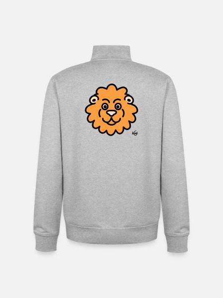 Lion Large - Unisex Organic Zip Sweatshirt by Stanley/Stella - heather grey