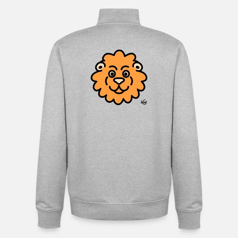 Lion Grand - Sweat zippé unisexe en coton bio Stanley/Stella - gris chiné