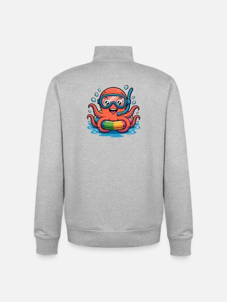 Bunter Oktopus mit Taucherbrille - Unisex Organic Zip Sweatshirt von Stanley/Stella - Grau meliert