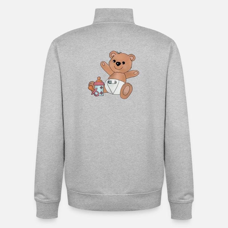 Teddy mit Flasche - Unisex Organic Zip Sweatshirt von Stanley/Stella - Grau meliert