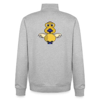 Pipomat the sparrow from the comic book - Unisex Organic Zip Sweatshirt by Stanley/Stella - heather grey - Back - AI Model Male 185 light (185cm)