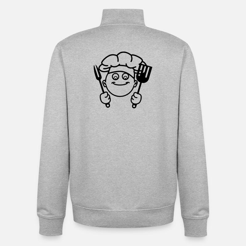 Cuisiner le barbecue - Sweat zippé unisexe en coton bio Stanley/Stella - gris chiné