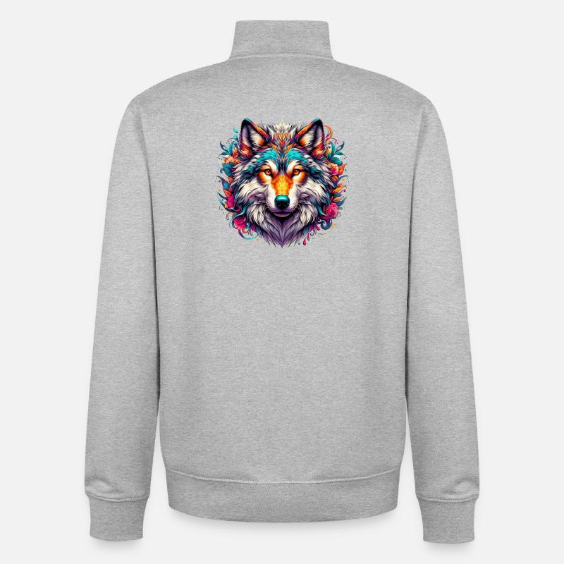 Wolf - Unisex Organic Zip Sweatshirt by Stanley/Stella - heather grey