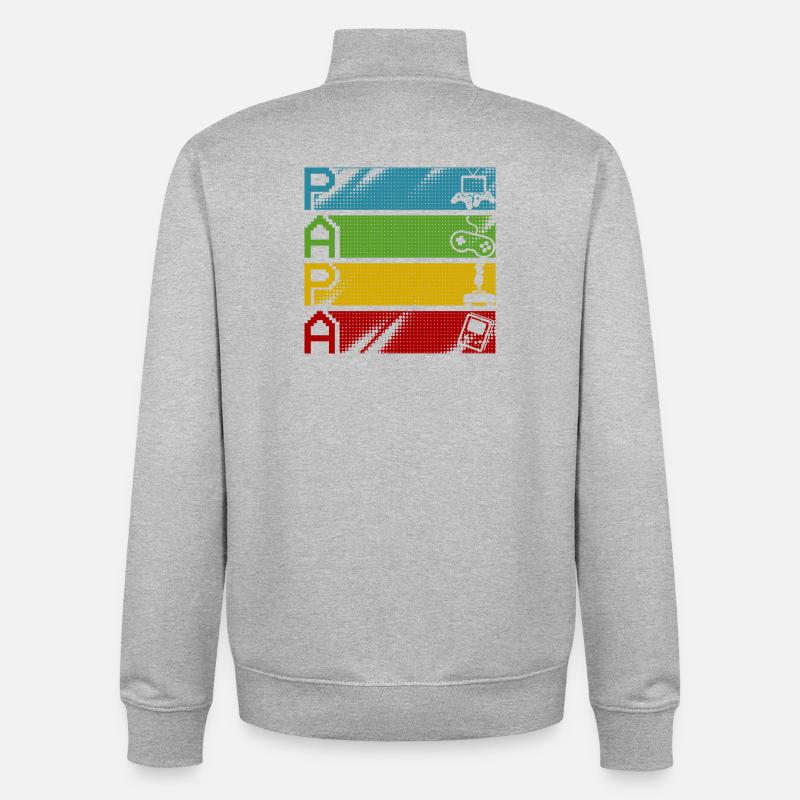 Retro Gamers Pixel Multicolor - Unisex Organic Zip Sweatshirt by Stanley/Stella - heather grey
