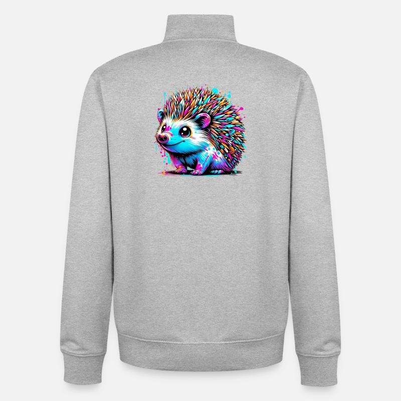 Hérisson - Sweat zippé unisexe en coton bio Stanley/Stella - gris chiné
