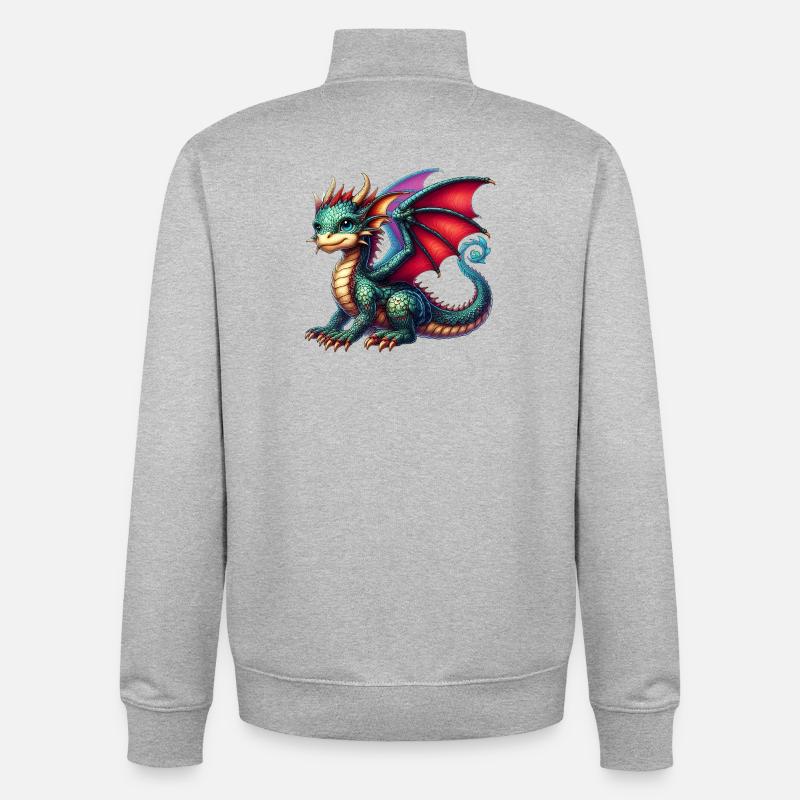 Dragon - Sweat zippé unisexe en coton bio Stanley/Stella - gris chiné