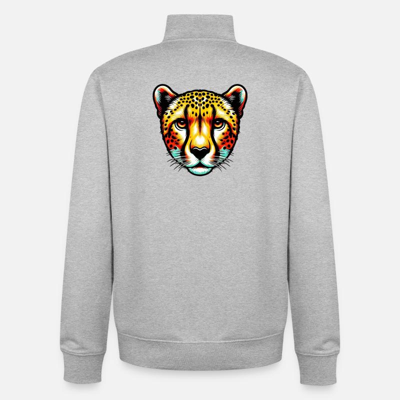 Guépard - Sweat zippé unisexe en coton bio Stanley/Stella - gris chiné