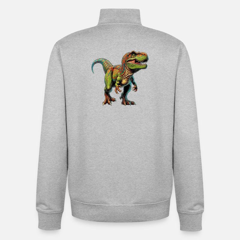 Dinosaur - Unisex Organic Zip Sweatshirt by Stanley/Stella - heather grey
