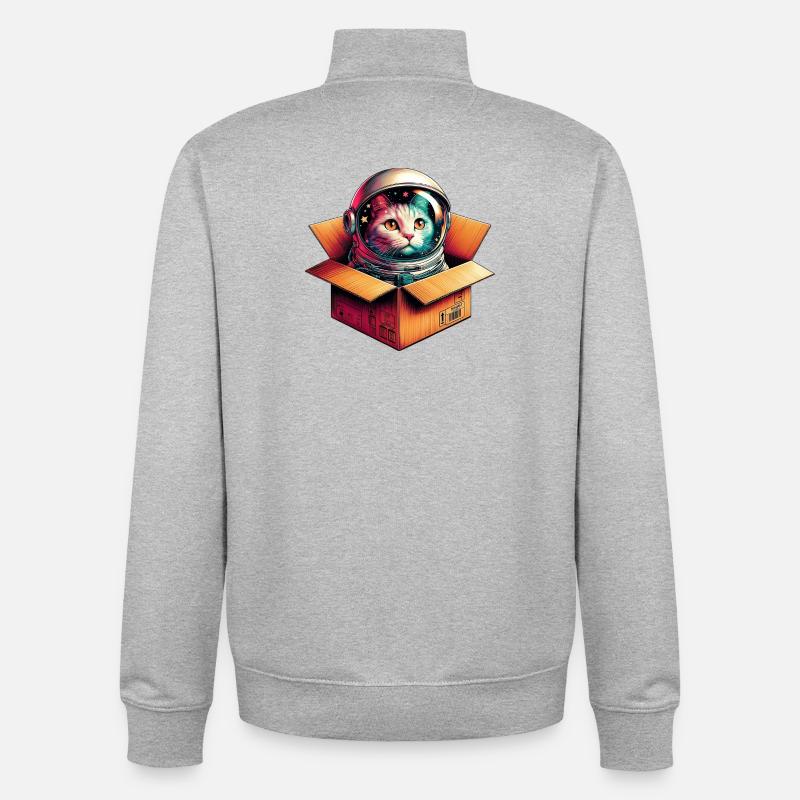 Astronaut Katze - Unisex Organic Zip Sweatshirt von Stanley/Stella - Grau meliert