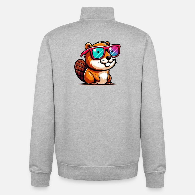 Castor - Sweat zippé unisexe en coton bio Stanley/Stella - gris chiné