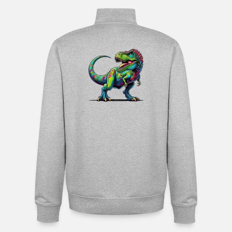 Dinosaur - Unisex Organic Zip Sweatshirt by Stanley/Stella - heather grey