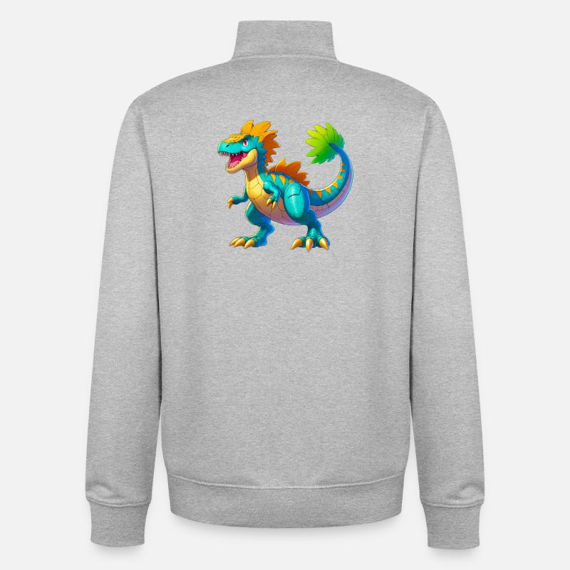 Dinosaurier - Unisex Organic Zip Sweatshirt von Stanley/Stella - Grau meliert