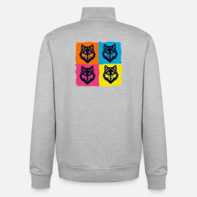 Wölfe - Unisex Organic Zip Sweatshirt von Stanley/Stella - Grau meliert