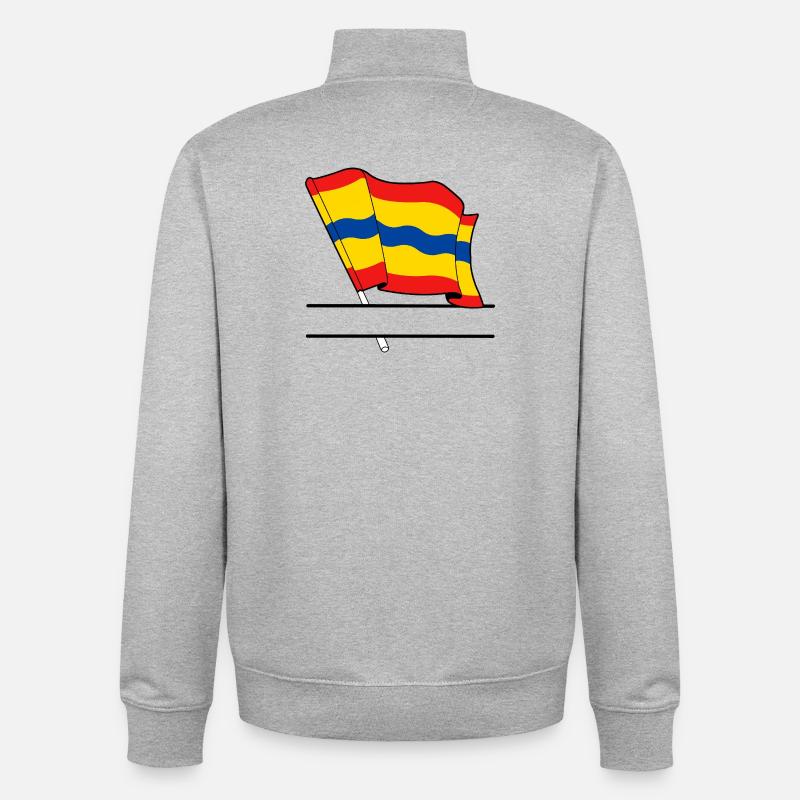 Drapeau Overijssel bannière de texte - Sweat zippé unisexe en coton bio Stanley/Stella - gris chiné