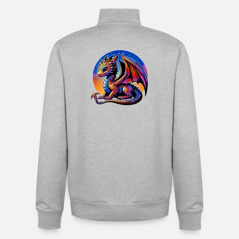 Dragon - Sweat zippé unisexe en coton bio Stanley/Stella - gris chiné