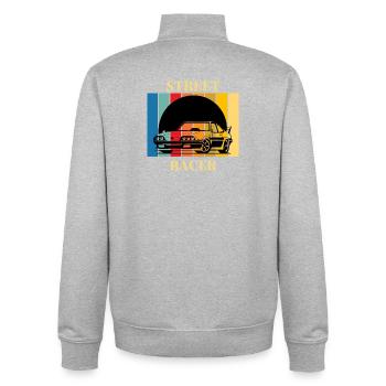 Vintage Racing Car Street Art Design - Unisex Organic Zip Sweatshirt by Stanley/Stella - heather grey - Back - AI Model Male 185 light (185cm)