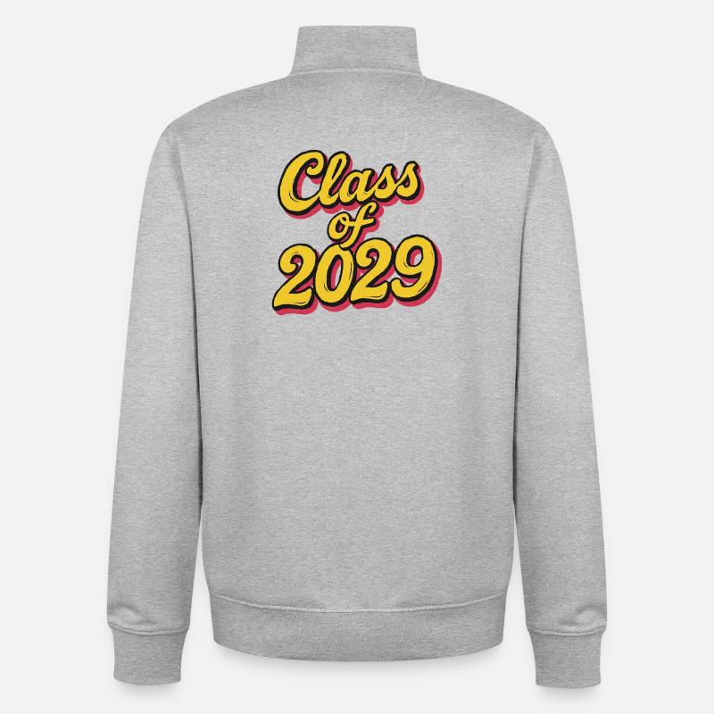 Classe de 2029 Script rétro - Sweat zippé unisexe en coton bio Stanley/Stella - gris chiné