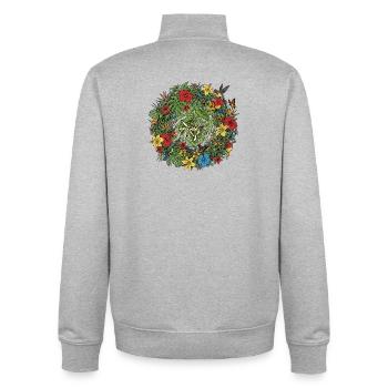 Tropical flower wreath with birds - Unisex Organic Zip Sweatshirt by Stanley/Stella - heather grey - Back - AI Model Male 185 light (185cm)
