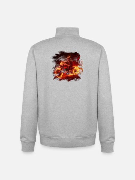 Fire Bike Rider - Unisex Organic Zip Sweatshirt by Stanley/Stella - heather grey