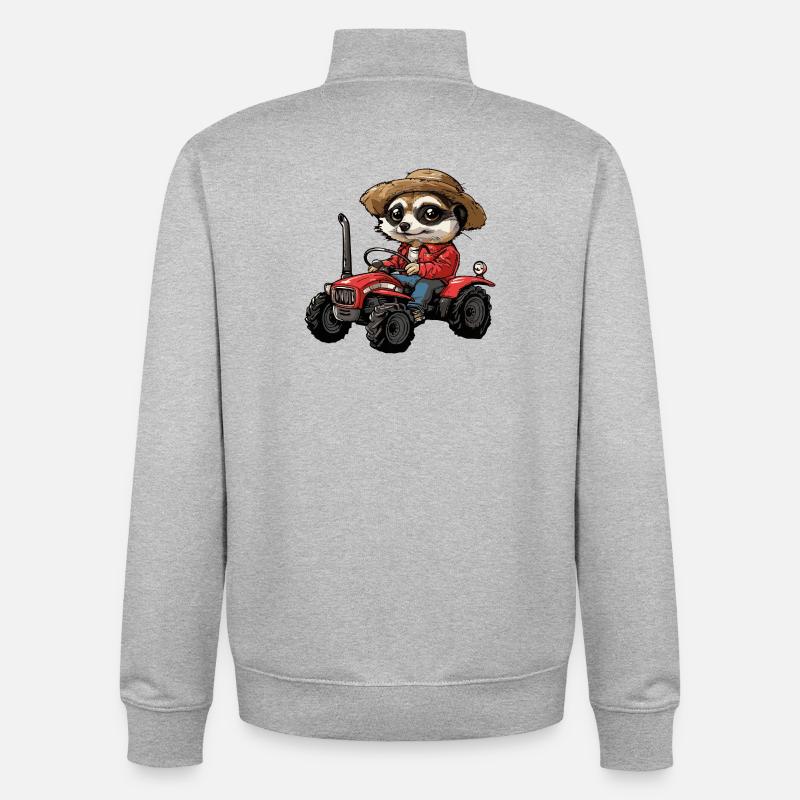 Erdmännchen Traktor Farmer - Unisex Organic Zip Sweatshirt von Stanley/Stella - Grau meliert